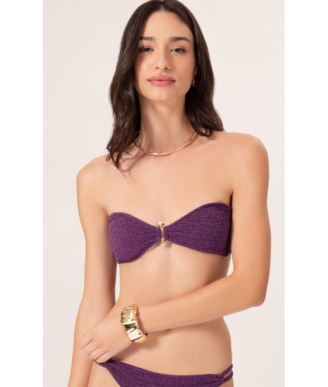 Biquíni Bustiê Crepe Shine Roxo