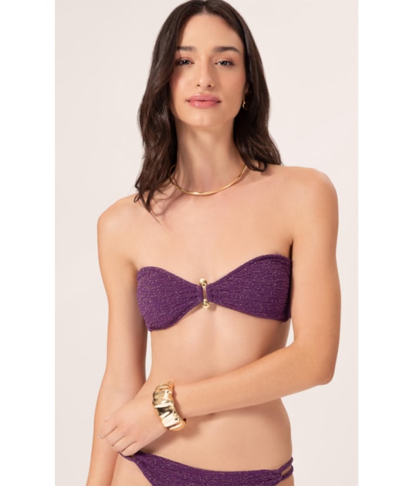 Biquíni Bustiê Crepe Shine Roxo