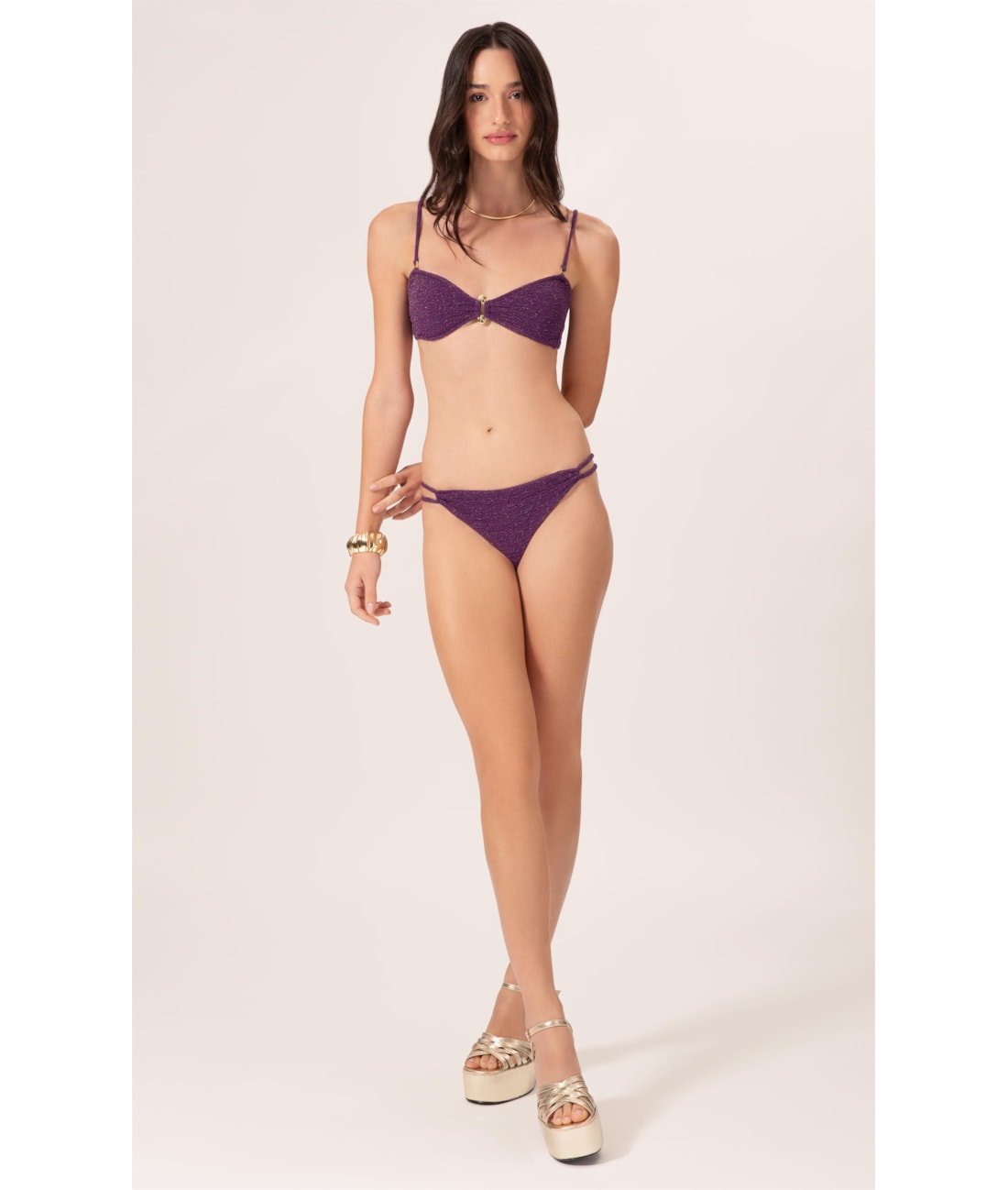 Biquíni Bustiê Crepe Shine Roxo