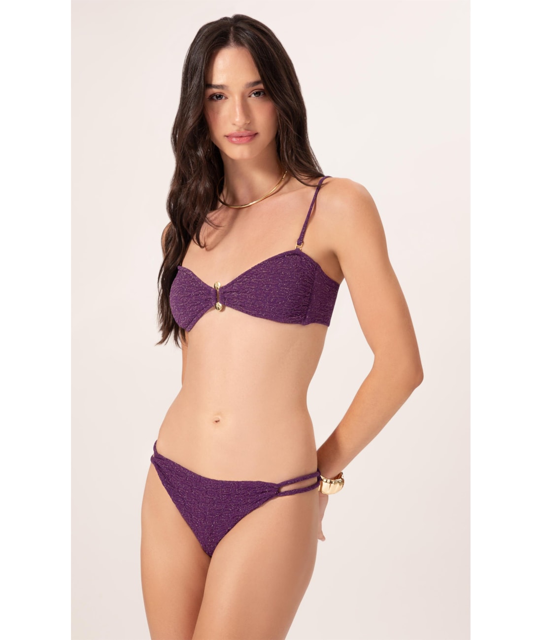 Biquíni Bustiê Crepe Shine Roxo