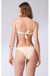 Biquíni Bustiê Decote V Mesh Lurex Natural