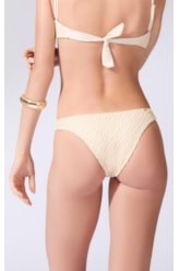 Biquíni Bustiê Decote V Mesh Lurex Natural