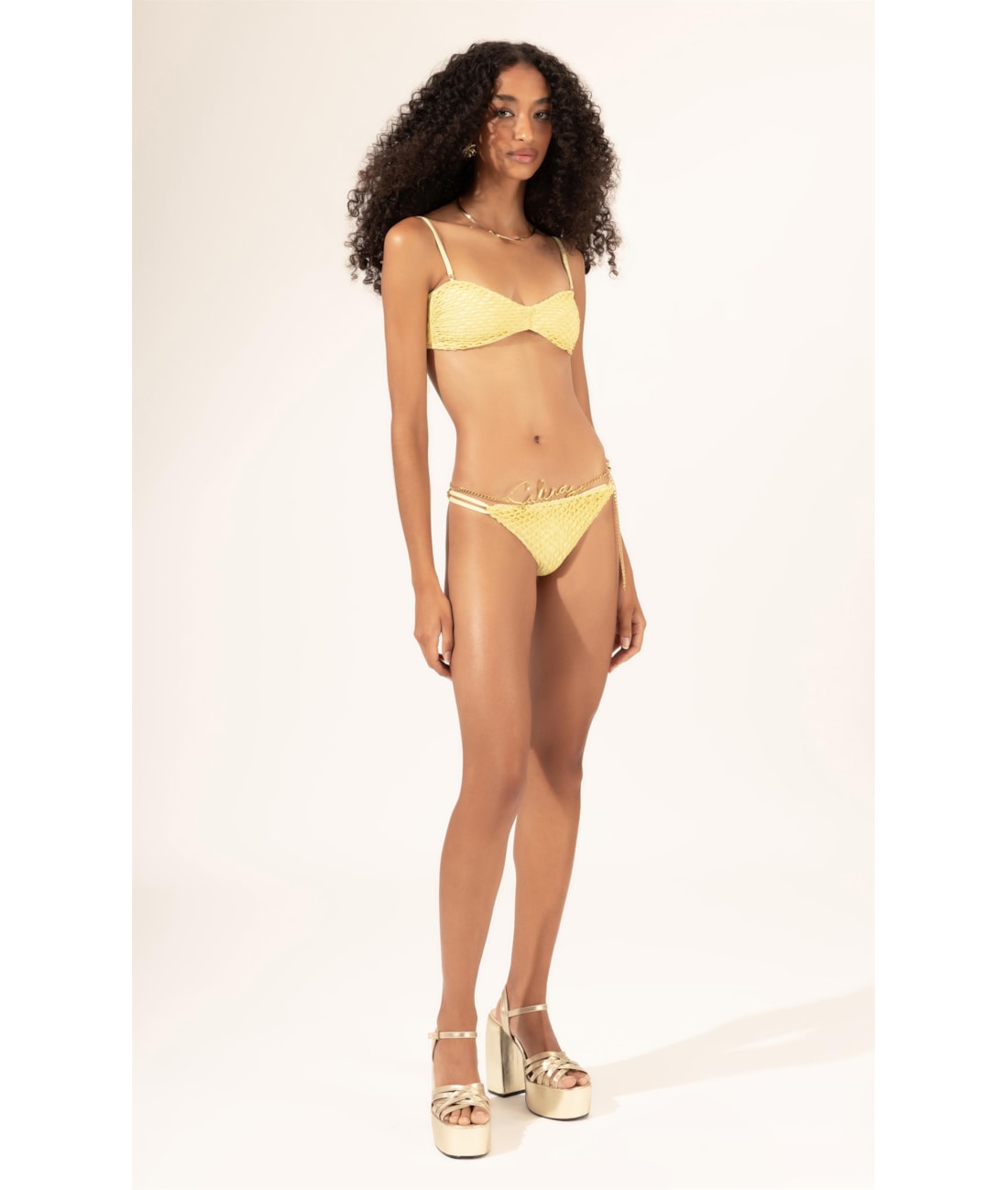 Biquíni Bustiê MESH LUREX Amarelo Claro