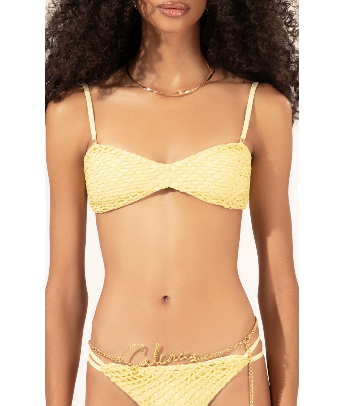 Biquíni Bustiê MESH LUREX Amarelo Claro