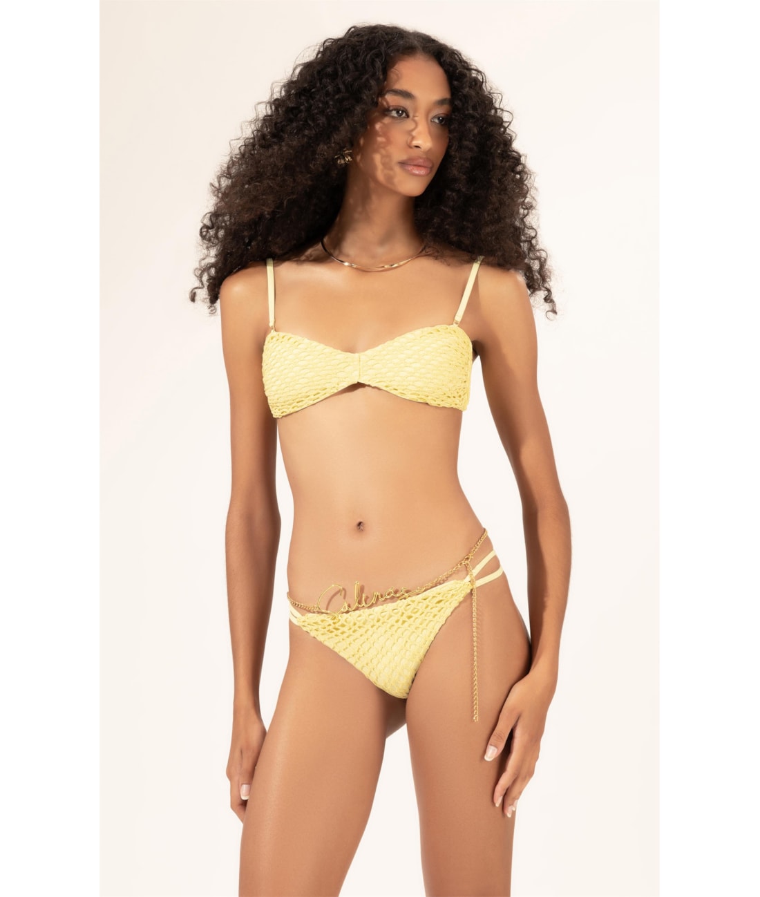 Biquíni Bustiê MESH LUREX Amarelo Claro
