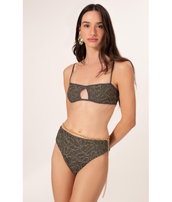 Biquíni Bustiê Rendado Lux Gráfite