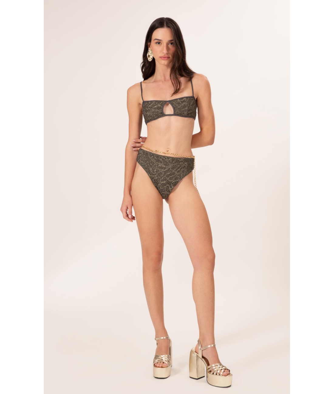 Biquíni Bustiê Rendado Lux Gráfite