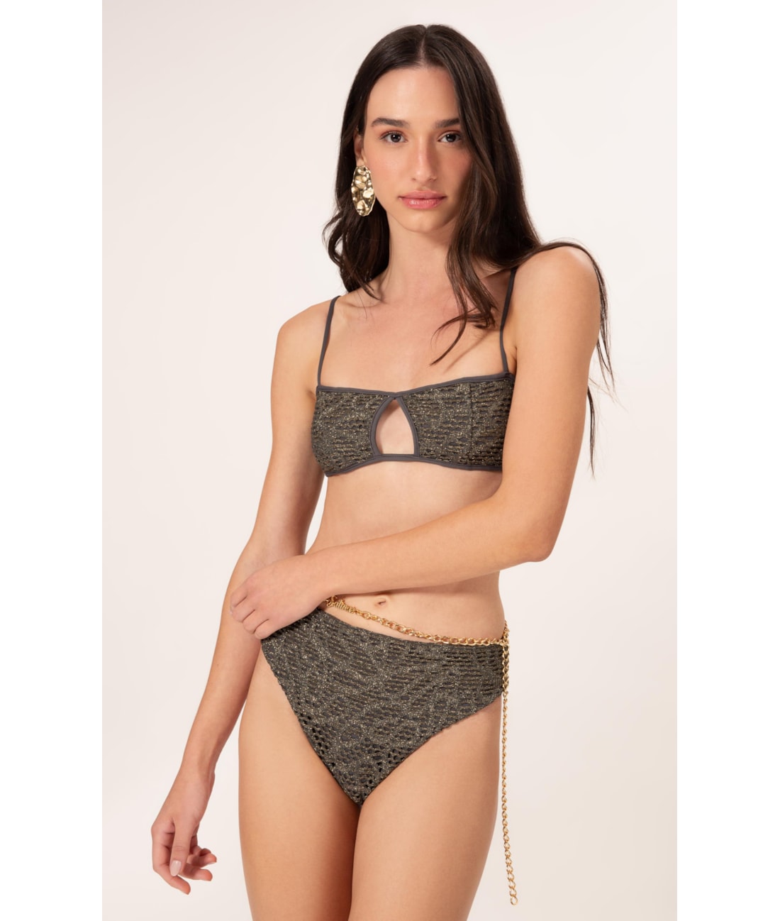 Biquíni Bustiê Rendado Lux Gráfite