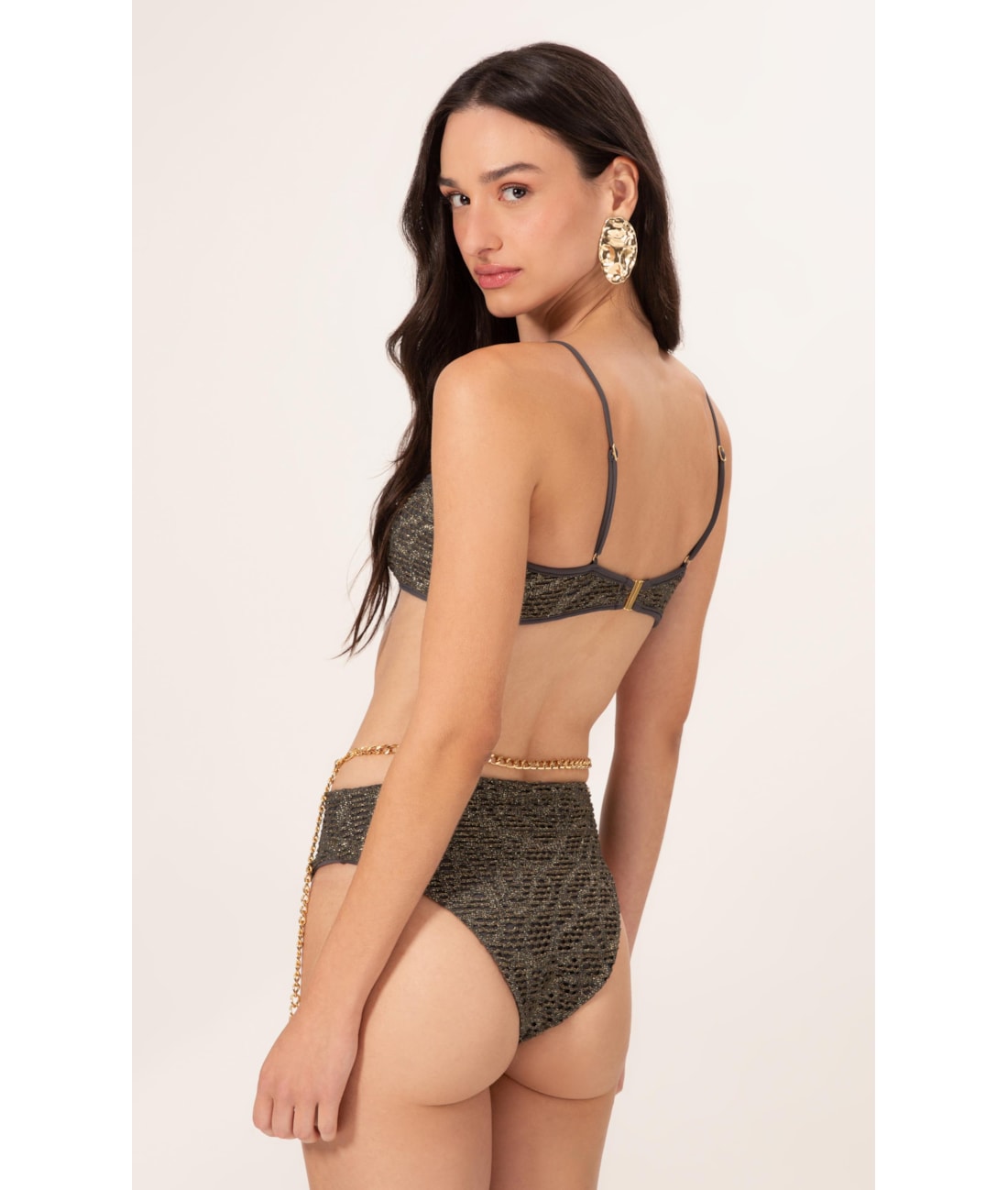Biquíni Bustiê Rendado Lux Gráfite