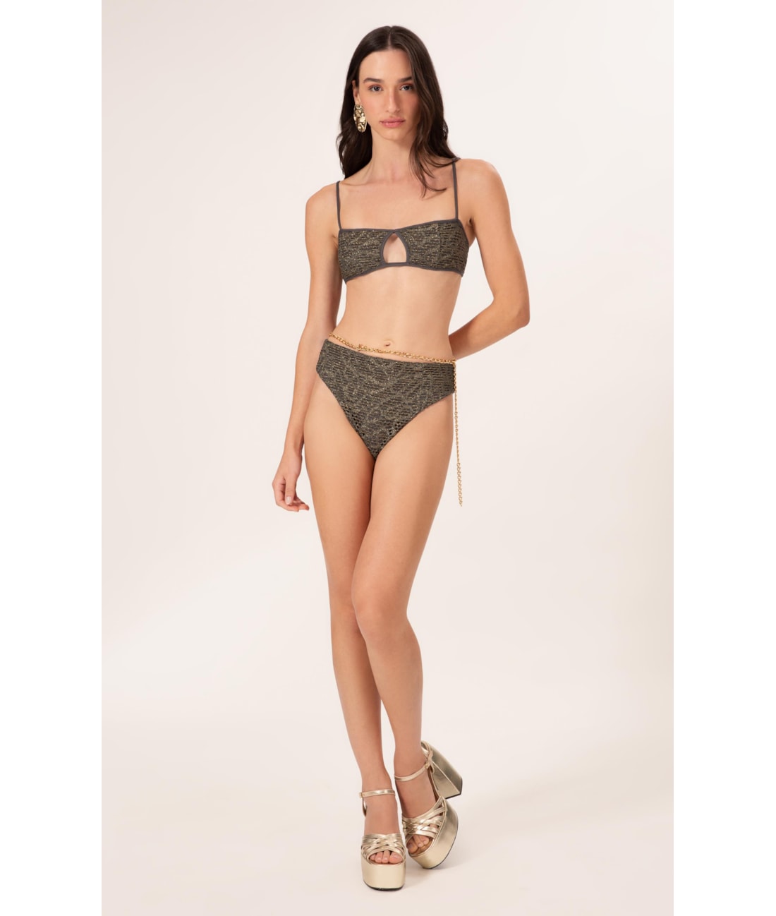 Biquíni Bustiê Rendado Lux Gráfite
