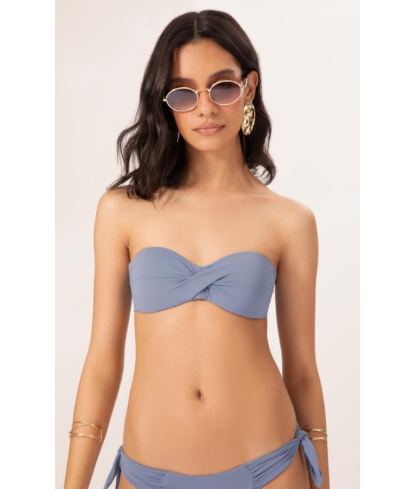 Biquíni Bustiê Torcido Clássicos Azul Seco