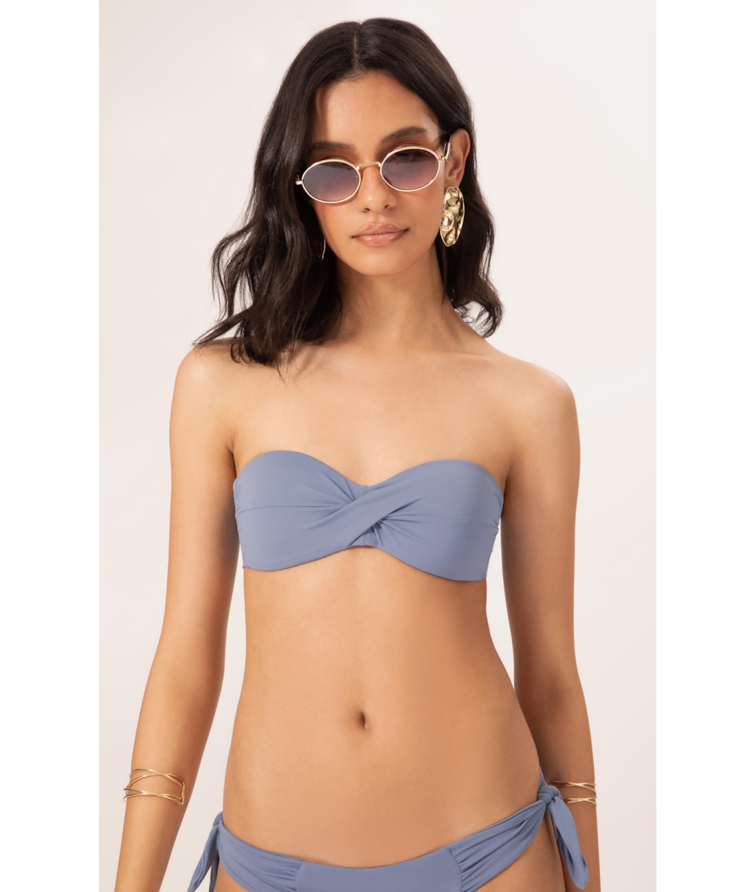 Biquíni Bustiê Torcido Clássicos Azul Seco