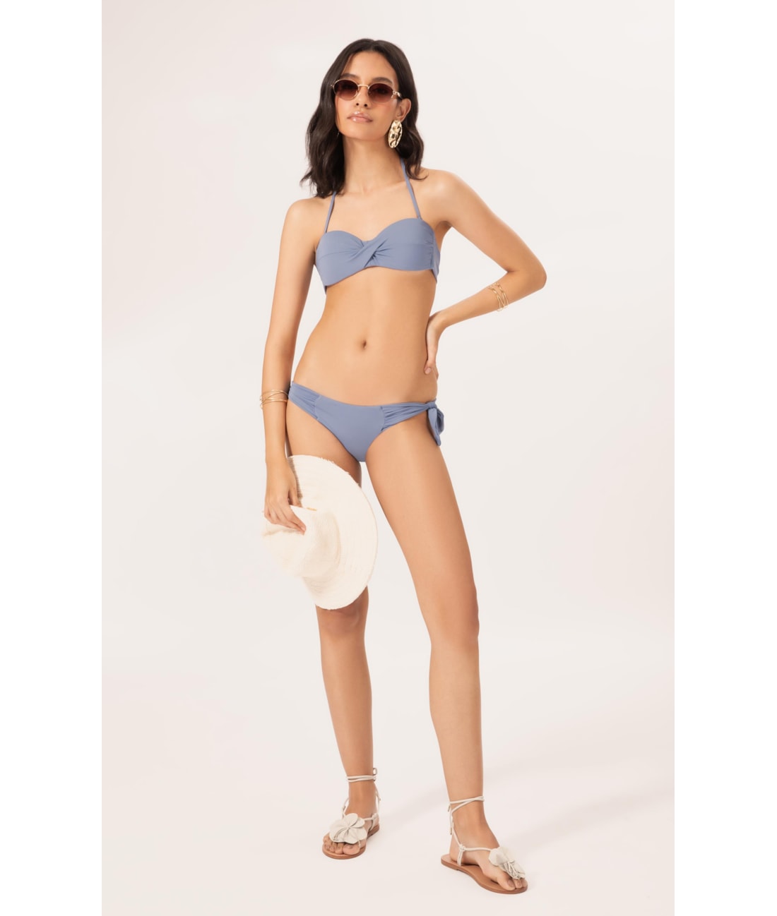 Biquíni Bustiê Torcido Clássicos Azul Seco