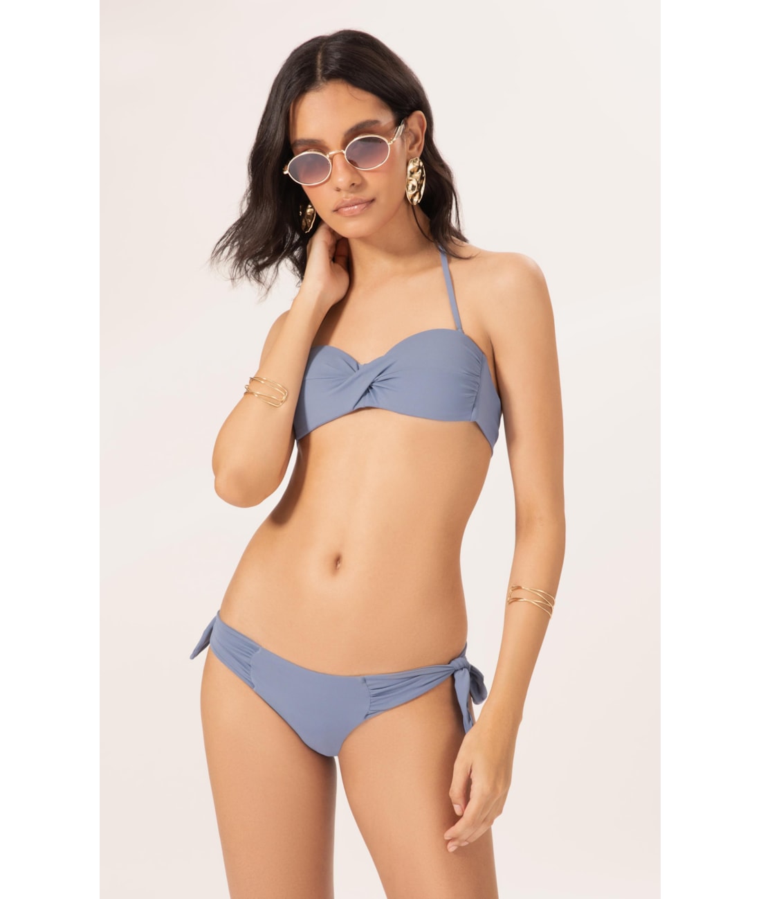 Biquíni Bustiê Torcido Clássicos Azul Seco