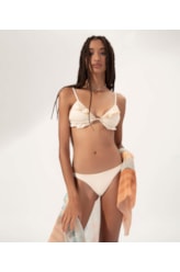 Biquíni Cortininha Babado Draping Off White