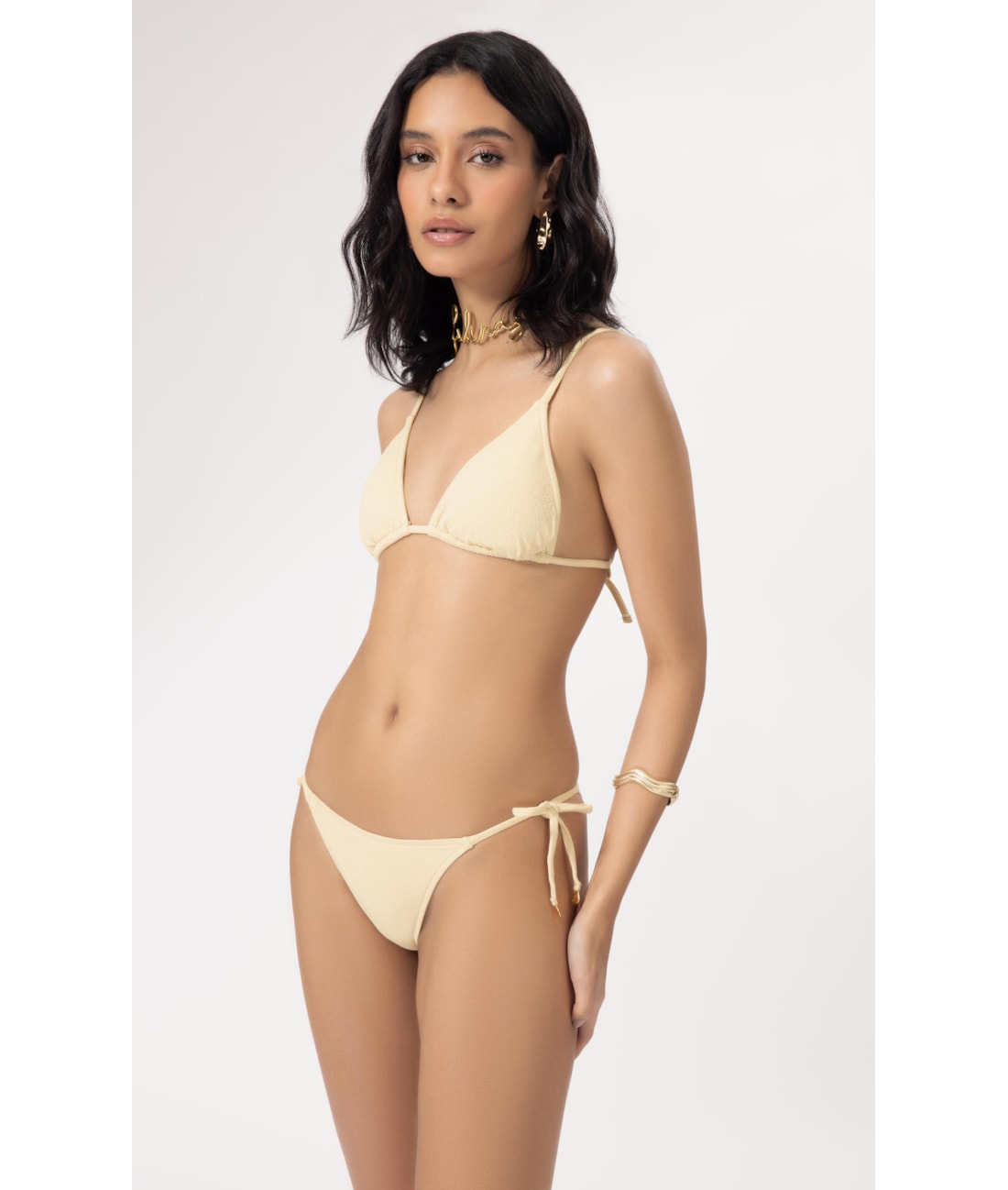 Biquíni Cortininha Bobby Amarelo Manteiga