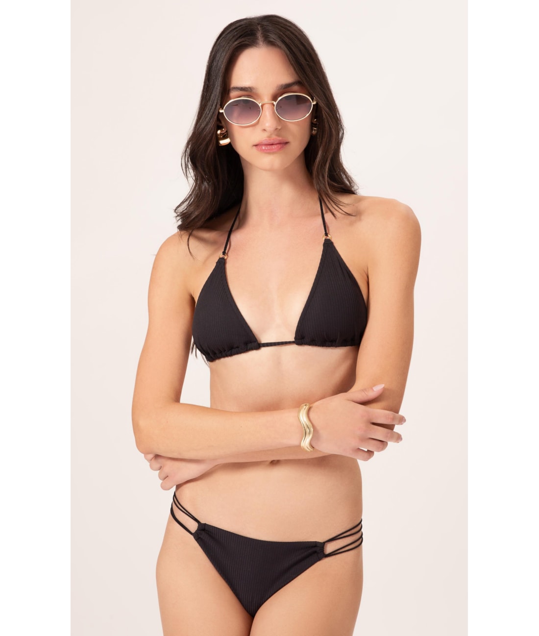 BIQUÍNI CORTININHA CANELADO FLOW PRETO