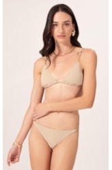 Biquíni Cortininha Canelado Sculpt Areia