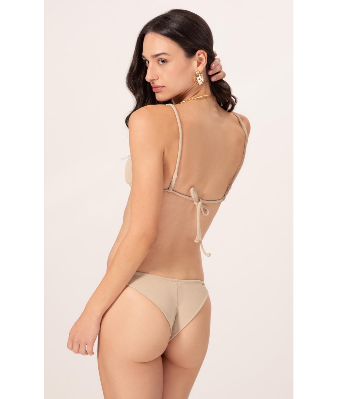 Biquíni Cortininha Canelado Sculpt Areia