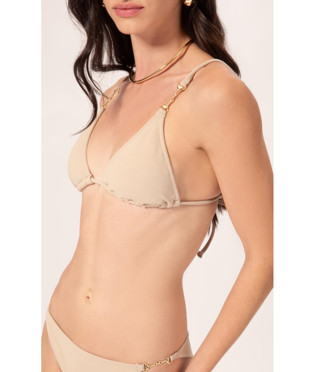 Biquíni Cortininha Canelado Sculpt Areia