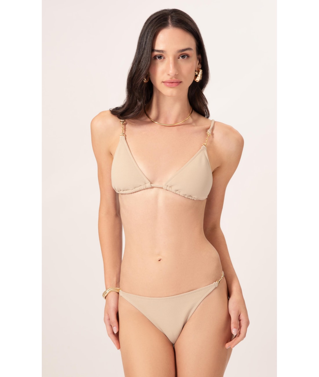 Biquíni Cortininha Canelado Sculpt Areia