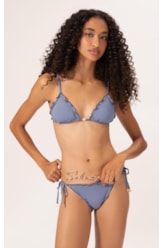 Biquíni Cortininha Frufru Clássicos Azul Seco