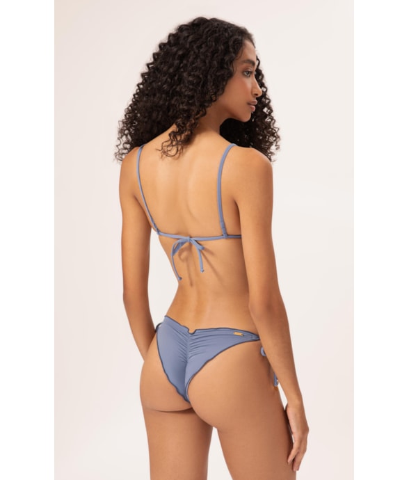 Biquíni Cortininha Frufru Clássicos Azul Seco