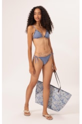 Biquíni Cortininha Frufru Clássicos Azul Seco