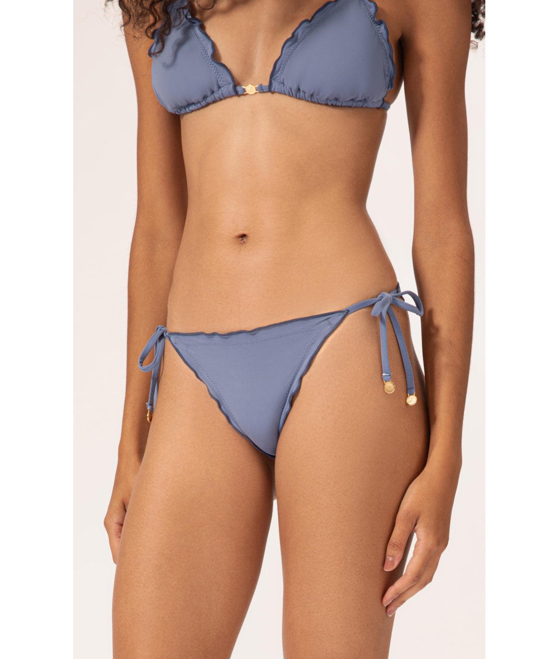 Biquíni Cortininha Frufru Clássicos Azul Seco