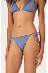 Biquíni Cortininha Frufru Clássicos Azul Seco