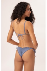 Biquíni Cortininha Frufru Clássicos Azul Seco