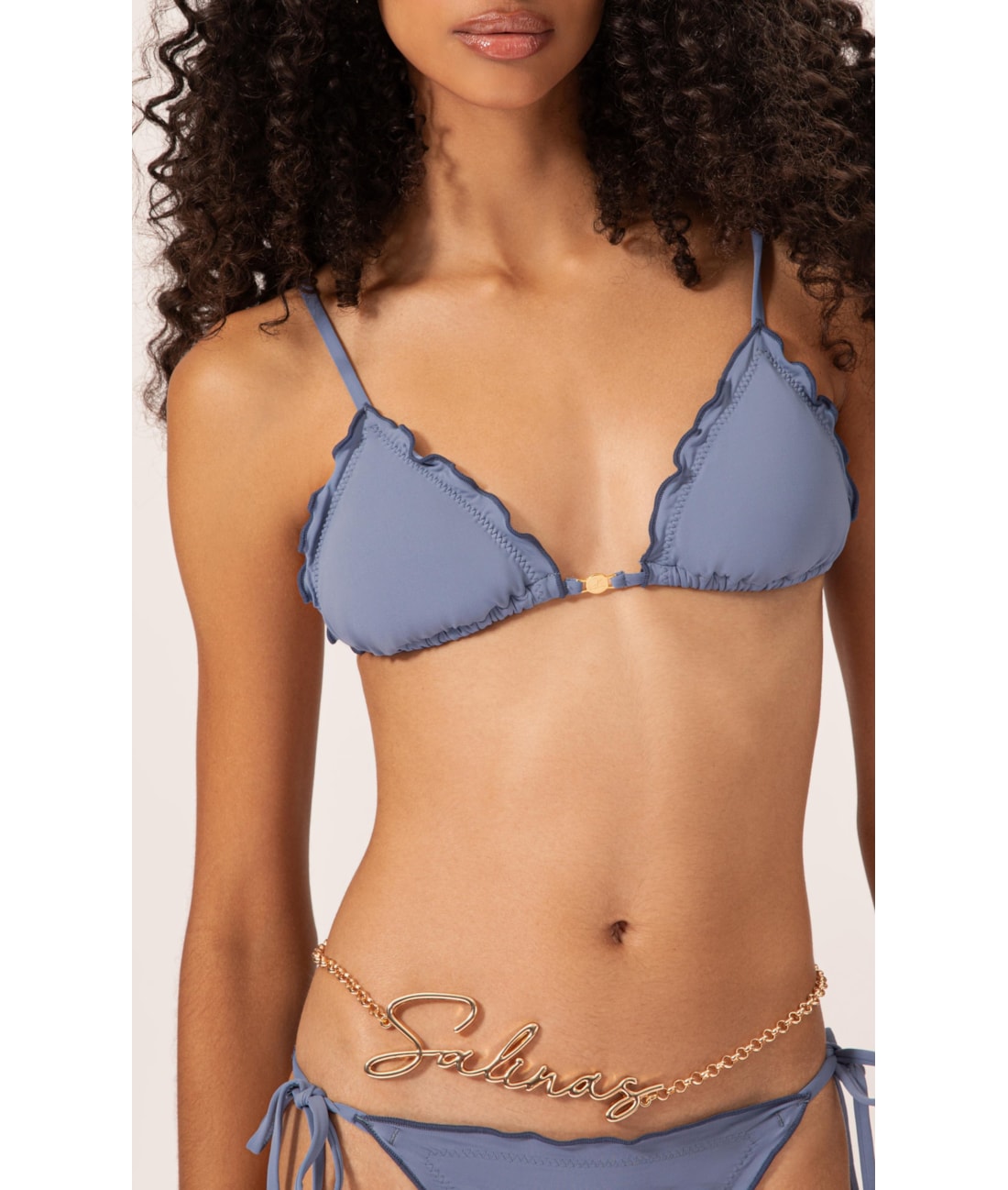 Biquíni Cortininha Frufru Clássicos Azul Seco