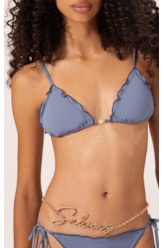 Biquíni Cortininha Frufru Clássicos Azul Seco