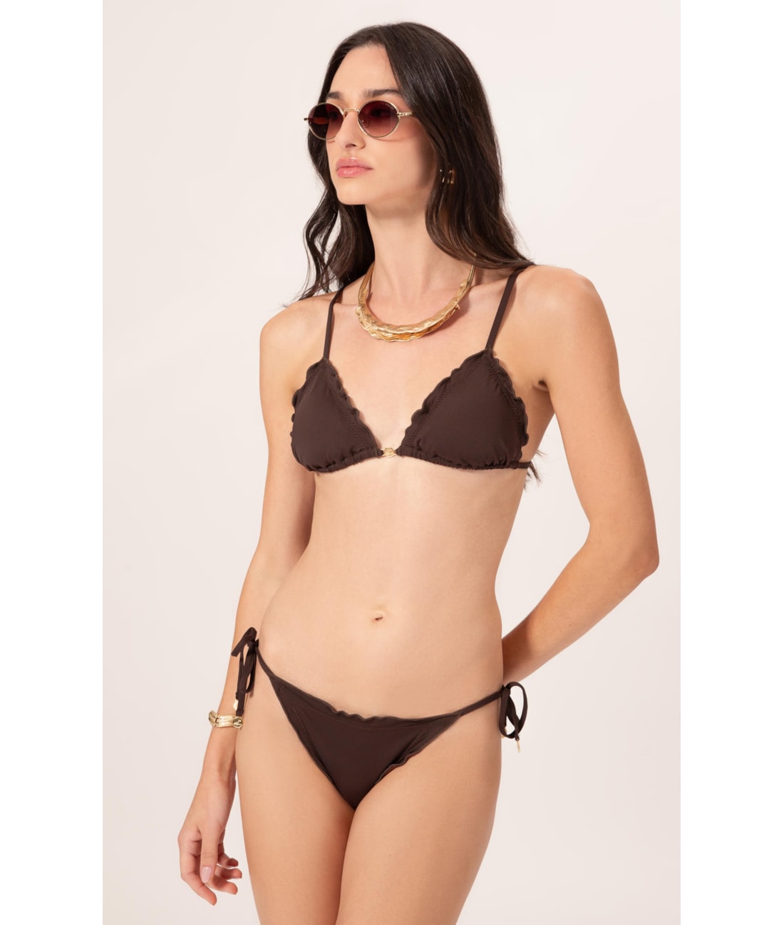 Biquíni Cortininha Frufru Clássicos CAFÉ