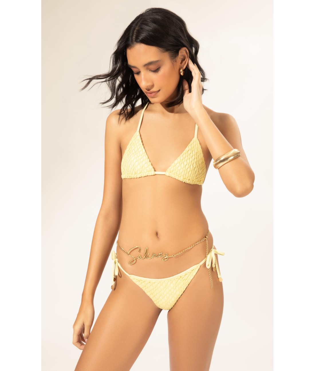 Biquíni Cortininha MESH LUREX Amarelo Claro