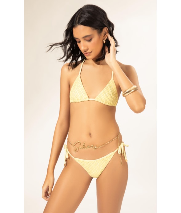 Biquíni Cortininha MESH LUREX Amarelo Claro