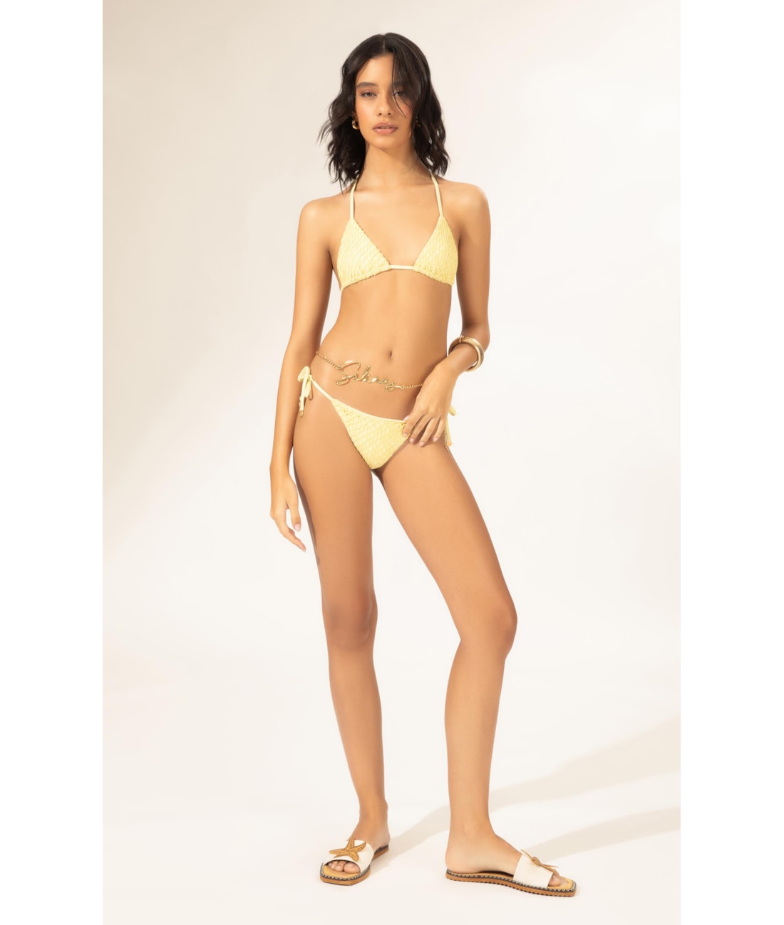 Biquíni Cortininha MESH LUREX Amarelo Claro