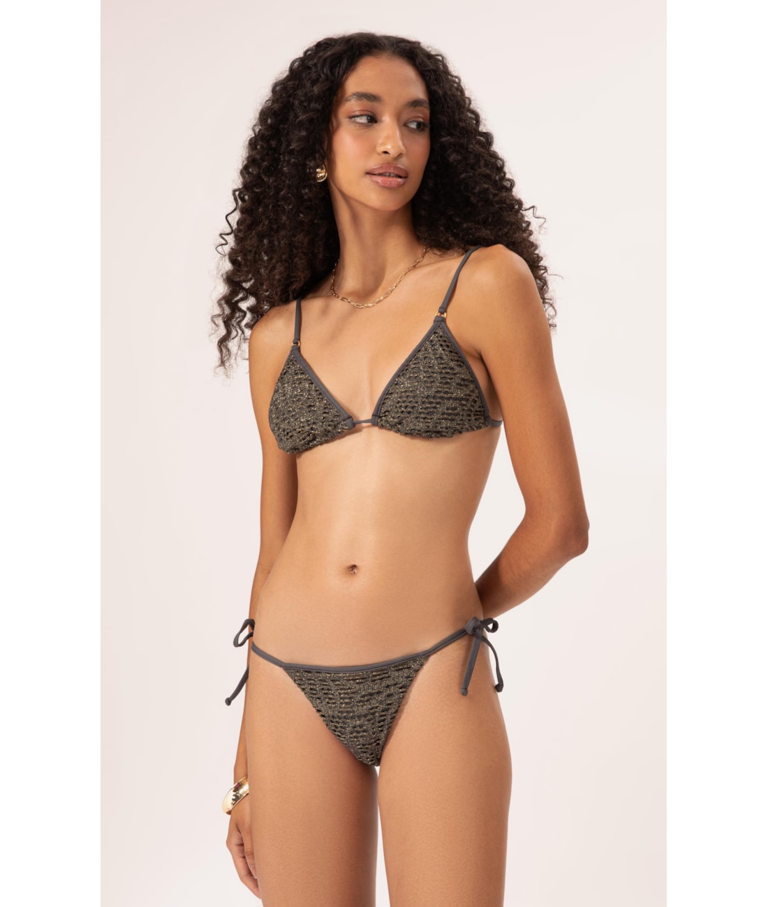 Biquíni Cortininha Rendado Lux Gráfite