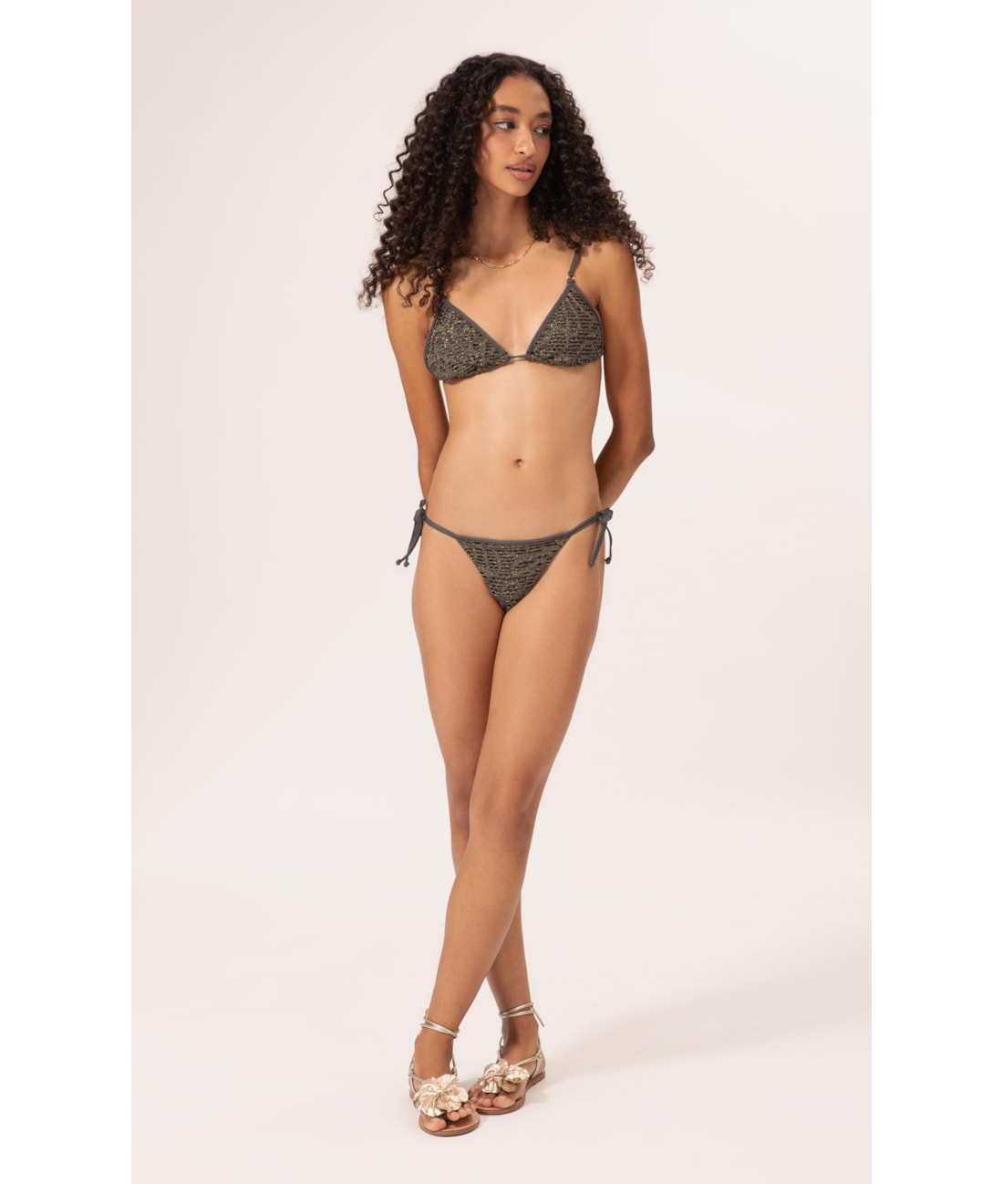 Biquíni Cortininha Rendado Lux Gráfite