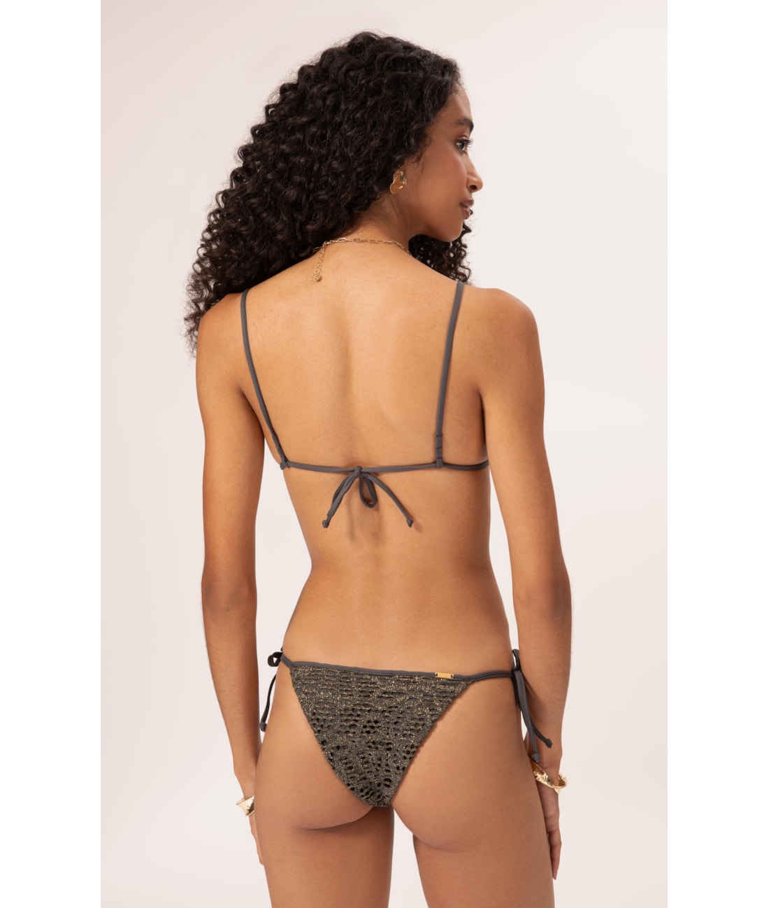 Biquíni Cortininha Rendado Lux Gráfite