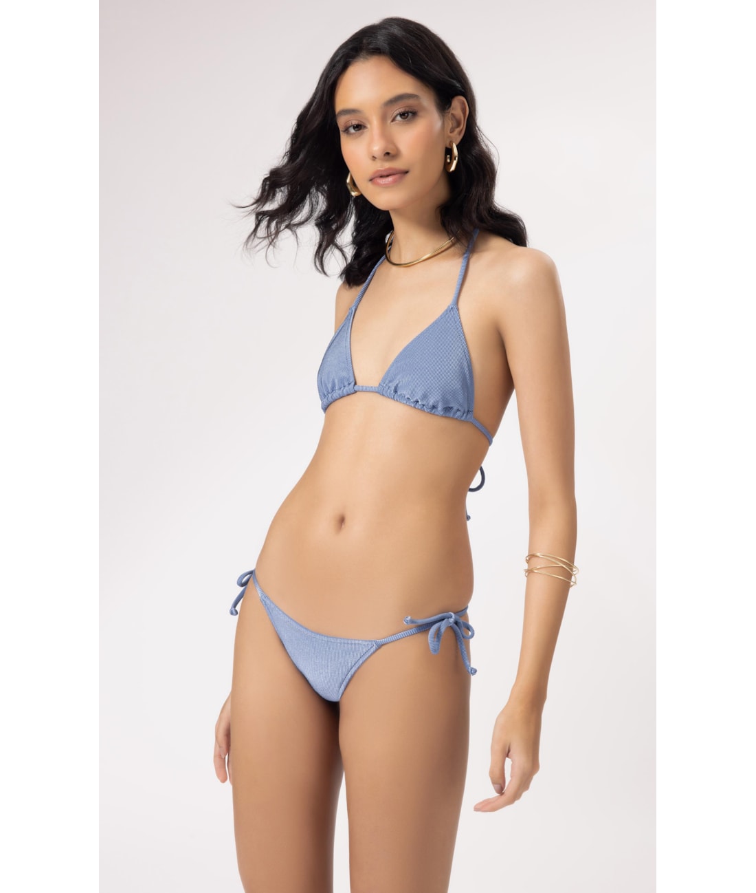 Biquíni Cortininha Rolotê Magic Azul Seco