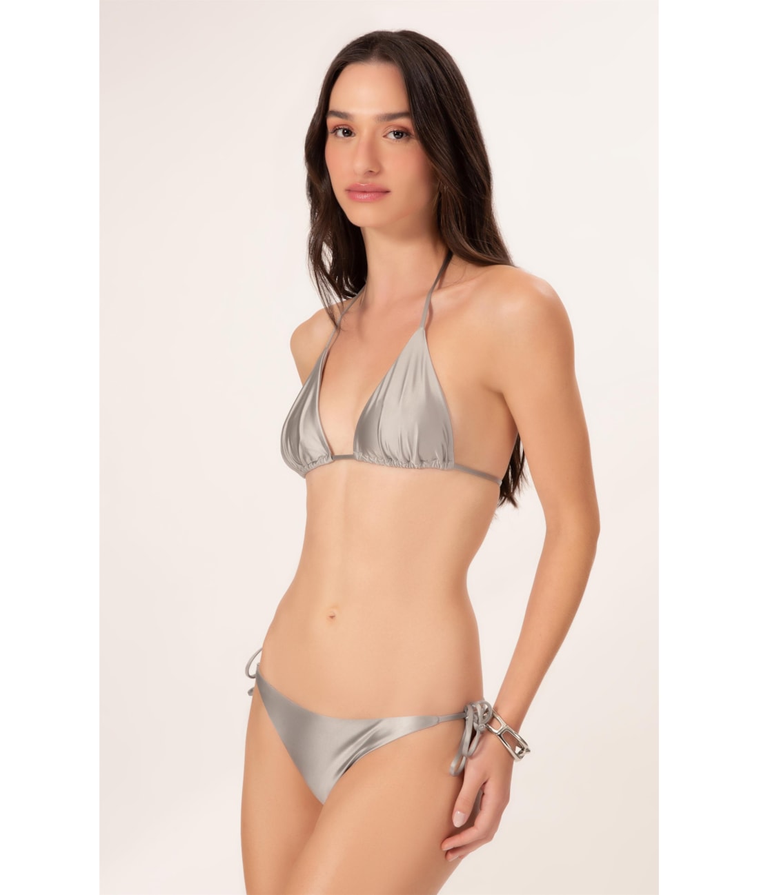 Biquíni Cortininha Rolotê Satin Skin Silver Gray