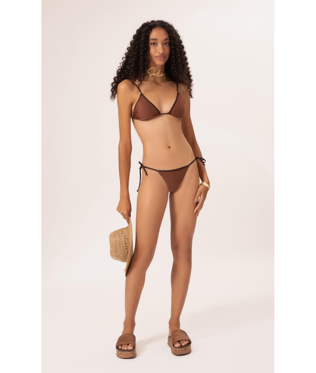 Biquíni Cortininha Viés Duo Marrom