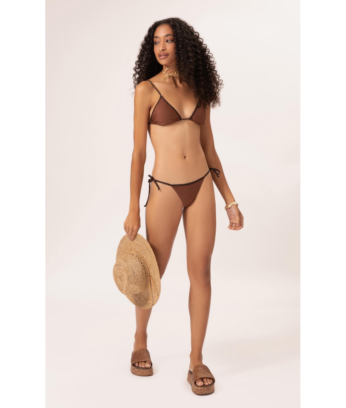 Biquíni Cortininha Viés Duo Marrom