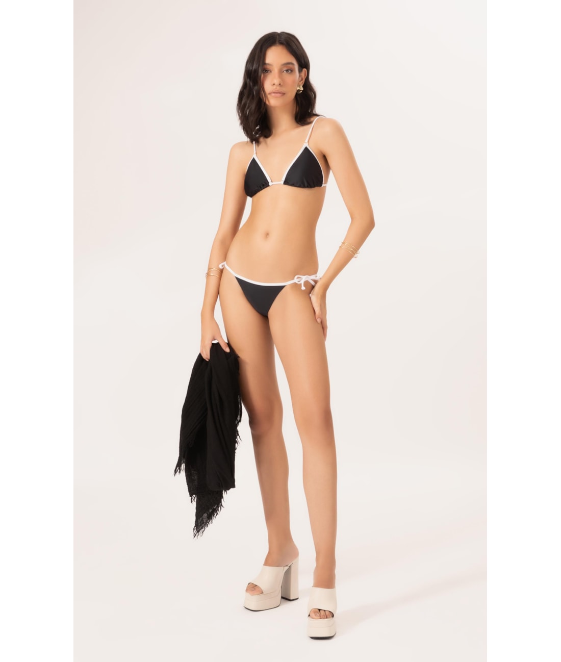 Biquíni  Cortininha Viés Duo Preto