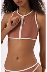 Biquíni Cropped Nadador Aprés Marrom