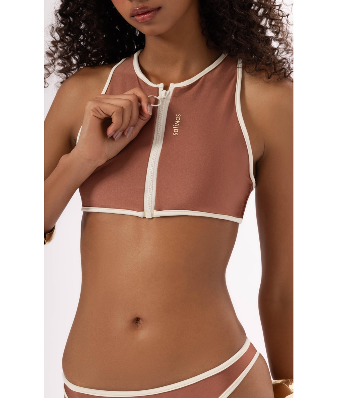 Biquíni Cropped Nadador Aprés Marrom
