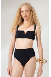 Biquíni Decote V Canelado Sculpt Preto