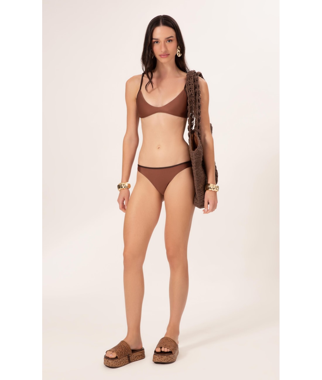 Biquíni Decote V Viés Duo Marrom