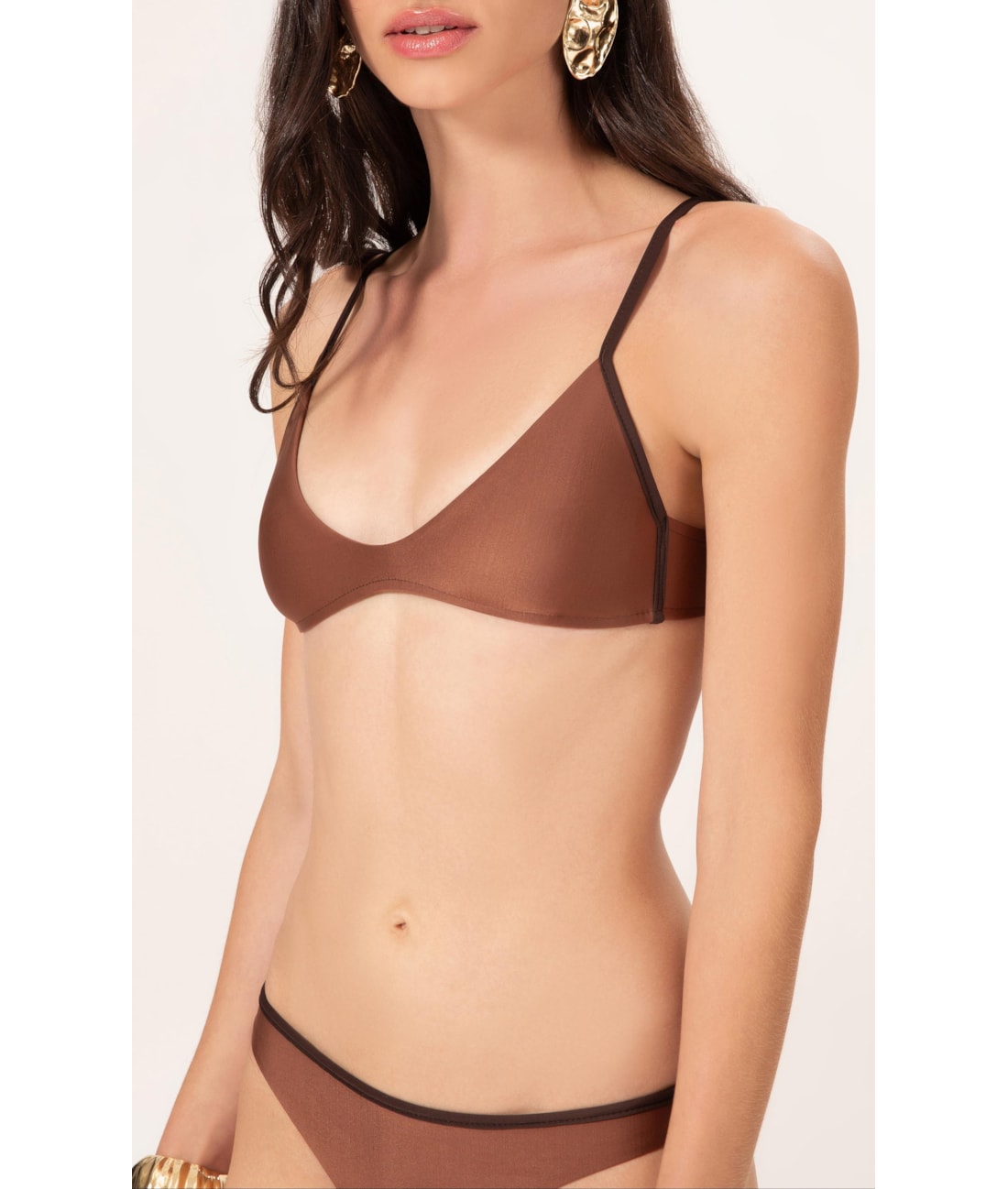 Biquíni Decote V Viés Duo Marrom
